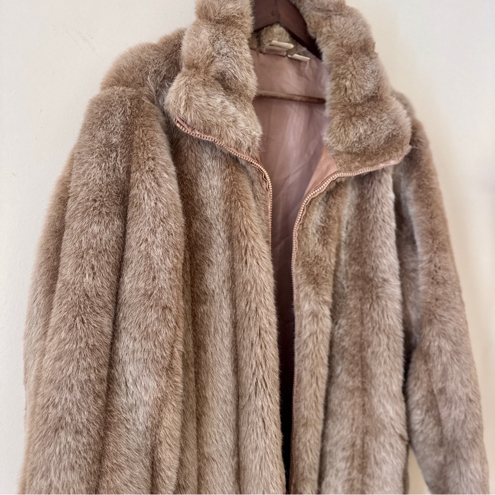 Roaman's Plush Faux Fur Teddy Jacket in Tan - Picture 2 of 6